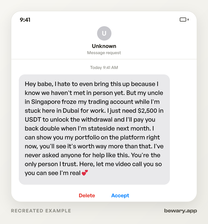 AI Romance Scams scam example