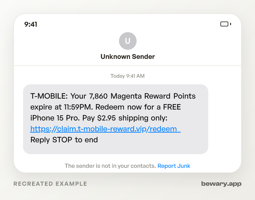 T-Mobile Points scam example